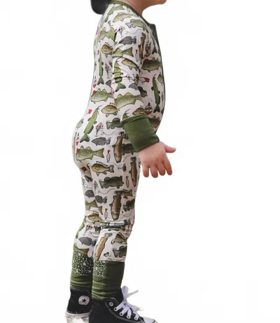 Fletch Kids' Wishin I Was Fishin Bamboo Snoozer Onesies In Multi