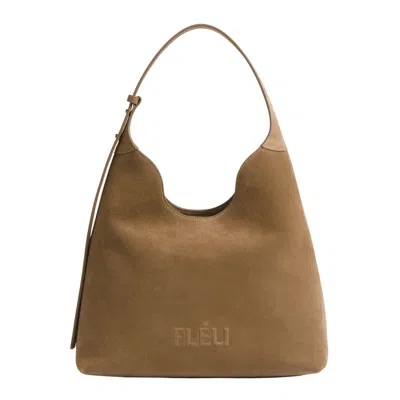 Fleu Women's Brown Mousse Suede Gold Leaf Bag