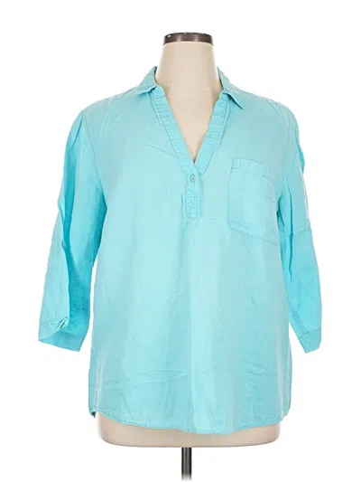 Pre-owned Fleur Bleue 3/4 Sleeve Button Down Shirt In Blue