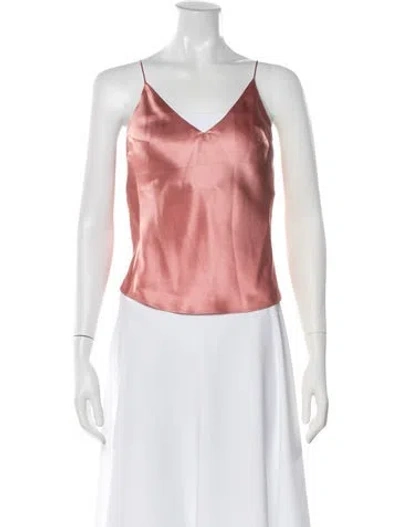Pre-owned Fleur De Paris Silk V-neck Top In Pink