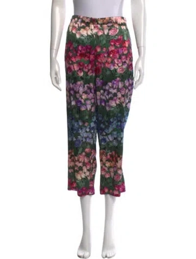 Pre-owned Fleur De Paris Silk Wide Leg Pants In Green