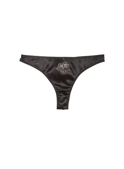 Fleur Du Mal Al Dente Luxe Thong In Black