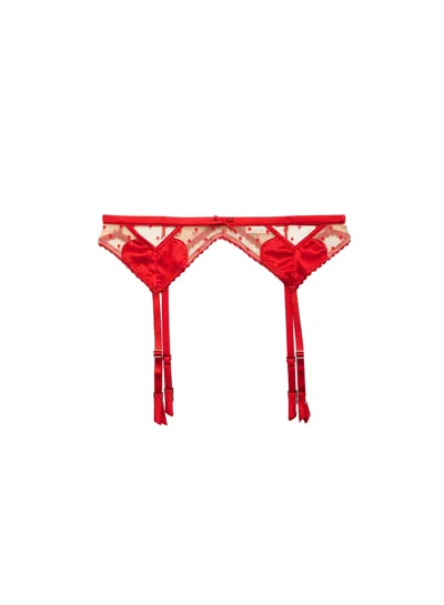 Fleur Du Mal Amour Garter Belt In Red