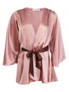 Fleur Du Mal Angel Satin Robe In Neutrals