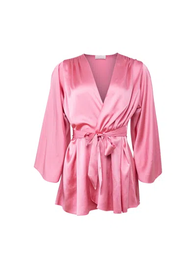 Fleur Du Mal Angel Sleeve Robe In Pink