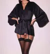 Fleur Du Mal Wide-sleeve Silk-satin Robe In Black
