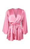 Fleur Du Mal Angel Stretch-silk Robe In Pink