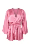 Fleur Du Mal Angel Stretch-silk Robe In Pink