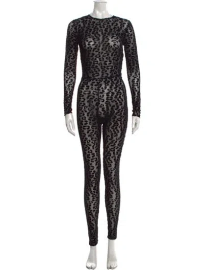 Pre-owned Fleur Du Mal Animal Print Crew Neck Jumpsuit W/ Tags In Black