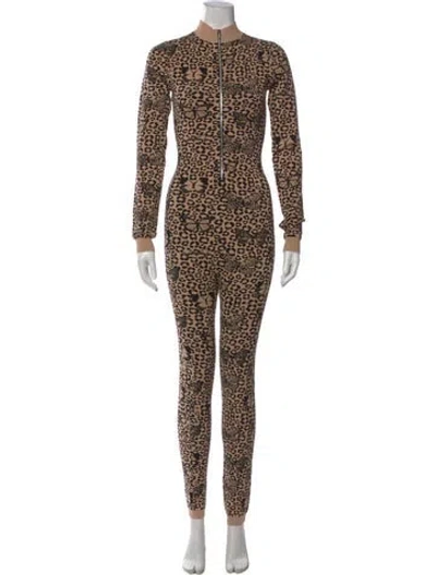 Pre-owned Fleur Du Mal Animal Print Jumpsuit In Brown