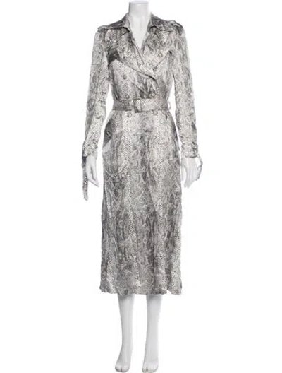 Pre-owned Fleur Du Mal Animal Print Long Dress In Grey