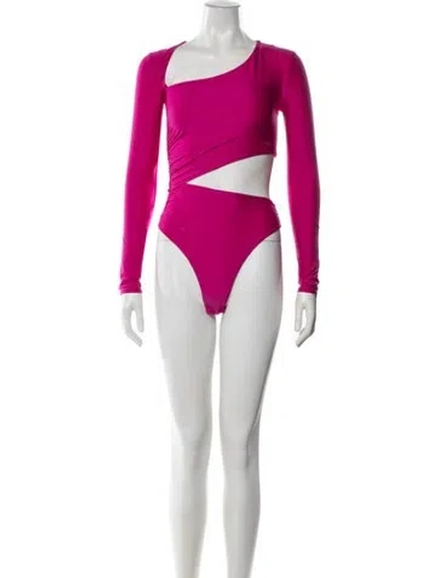 Pre-owned Fleur Du Mal Asymmetrical Long Sleeve Bodysuit In Pink