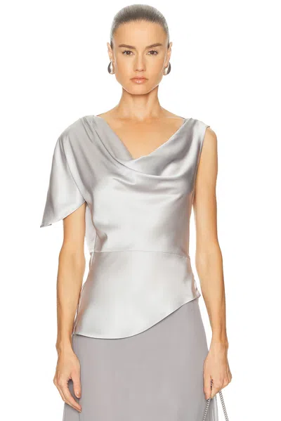 Fleur Du Mal Asymmetrical Silk Top In Metallic