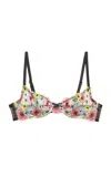 Fleur Du Mal Azalea Embroidery Bra In Black Multi