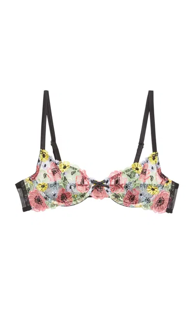 Fleur Du Mal Azalea Embroidered Bra In Multi