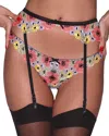 Fleur Du Mal Azalea Embroidered Garter Belt In Black