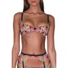 Fleur Du Mal Azalea Embroidered Garter Belt