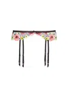 Fleur Du Mal Azalea Embroidery Garter Belt In Black
