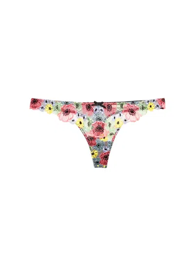 Fleur Du Mal Azalea Embroidery Thong In Black