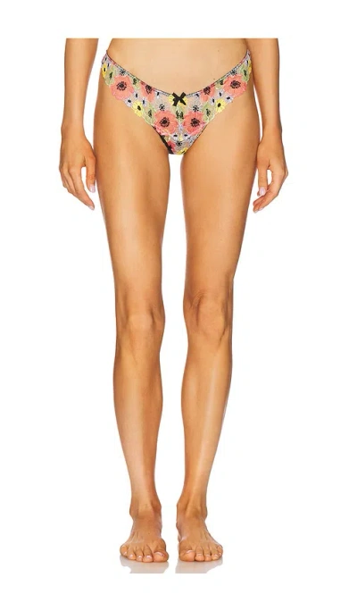 Fleur Du Mal Azalea Embroidery Thong In Black