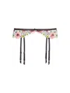 Fleur Du Mal Azalea Embroidery Garter Belt In Black