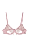 Fleur Du Mal Beaded Fringe Ouvert Bra In Rosebud