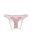 Fleur Du Mal Beaded Fringe Ouvert Heart Shaped Panty In Rosebud