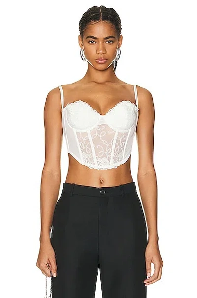 Fleur Du Mal Bella Embroidery Open Back Bustier In Ivory
