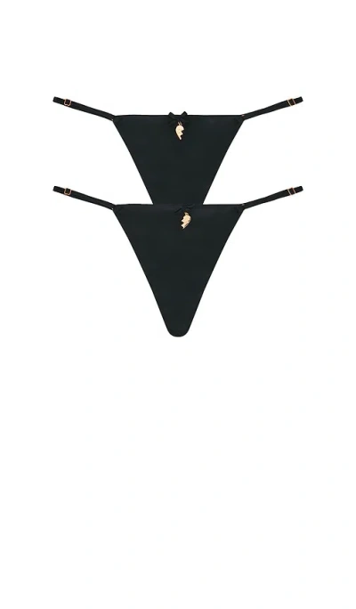 Fleur Du Mal Best Friends Charm Luxe V-string In Black
