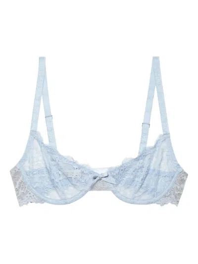 Fleur Du Mal Bianca Lace Balconette Bra In 蓝色