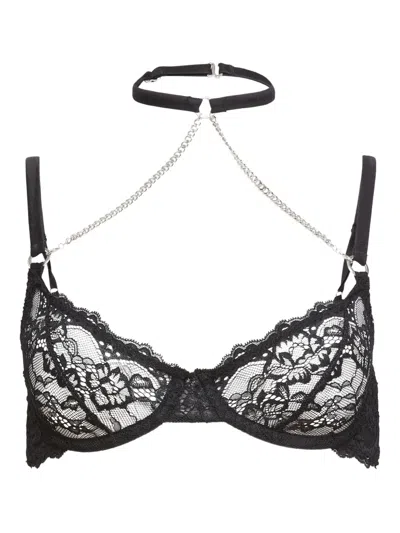 Fleur Du Mal Bianca Chain Lace Bra In Black