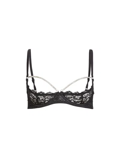 Fleur Du Mal Bianca Chain Ouvert Bra In Black
