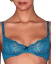 Fleur Du Mal Bianca Lace Balconette Bra In Blue