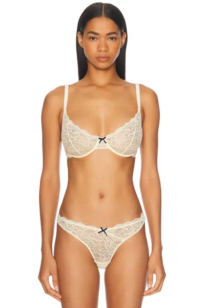 Fleur Du Mal Bianca Lace Balconette Bra In Buttercup