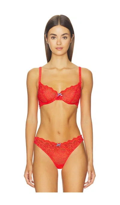 Fleur Du Mal Bianca Lace Balconette Bra In Red