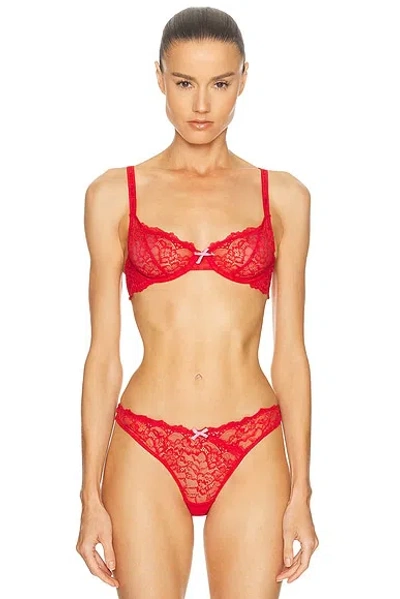 Fleur Du Mal Bianca Lace Balconette Bra In Red