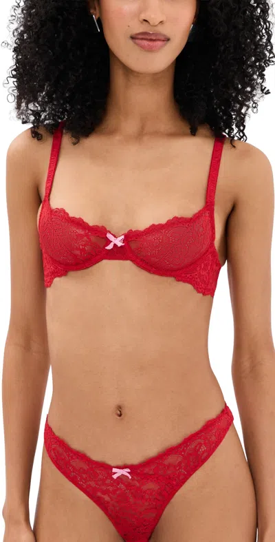 Fleur Du Mal Bianca Lace Balconette Bra Rouge In Red