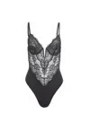 Fleur Du Mal Bianca Lace Bodysuit In Black