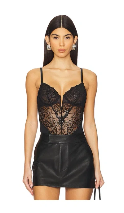 Fleur Du Mal Bianca Lace Bodysuit In Black