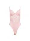 Fleur Du Mal Bianca Lace Bodysuit In Peach Blossom