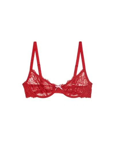 Fleur Du Mal Bianca Lace Bra In Red