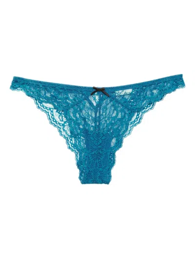 Fleur Du Mal Bianca Lace Cheeky Briefs In Blue