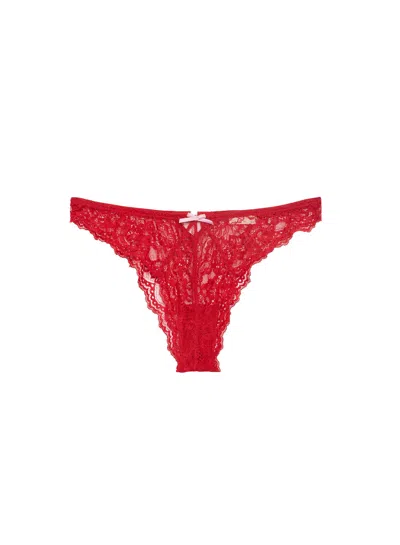 Fleur Du Mal Bianca Lace Cheeky In Red