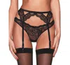 Fleur Du Mal Bianca Lace Garter In Black