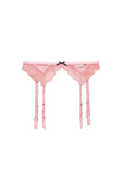 Fleur Du Mal Bianca Lace Garter Belt In Pink