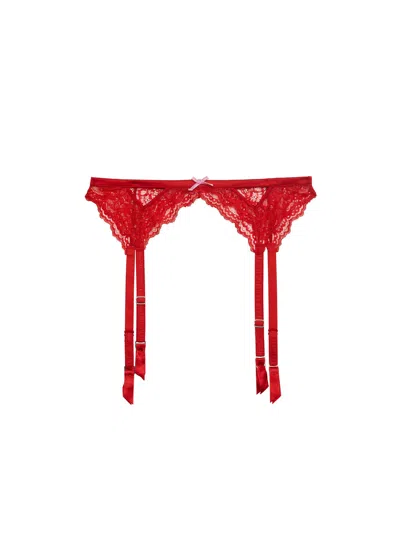 Fleur Du Mal Bianca Lace Garter Belt In Purple