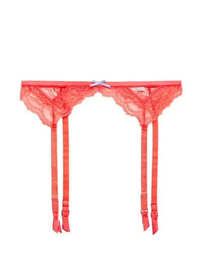 Fleur Du Mal Bianca Lace Garter Belt In Red