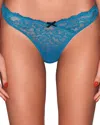 Fleur Du Mal Bianca Lace Thong In Blue