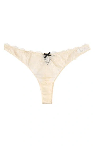 Fleur Du Mal Bianca Lace Thong In Linen Beige