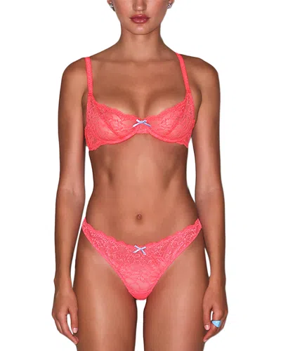 Fleur Du Mal Bianca Lace Thong In Pink